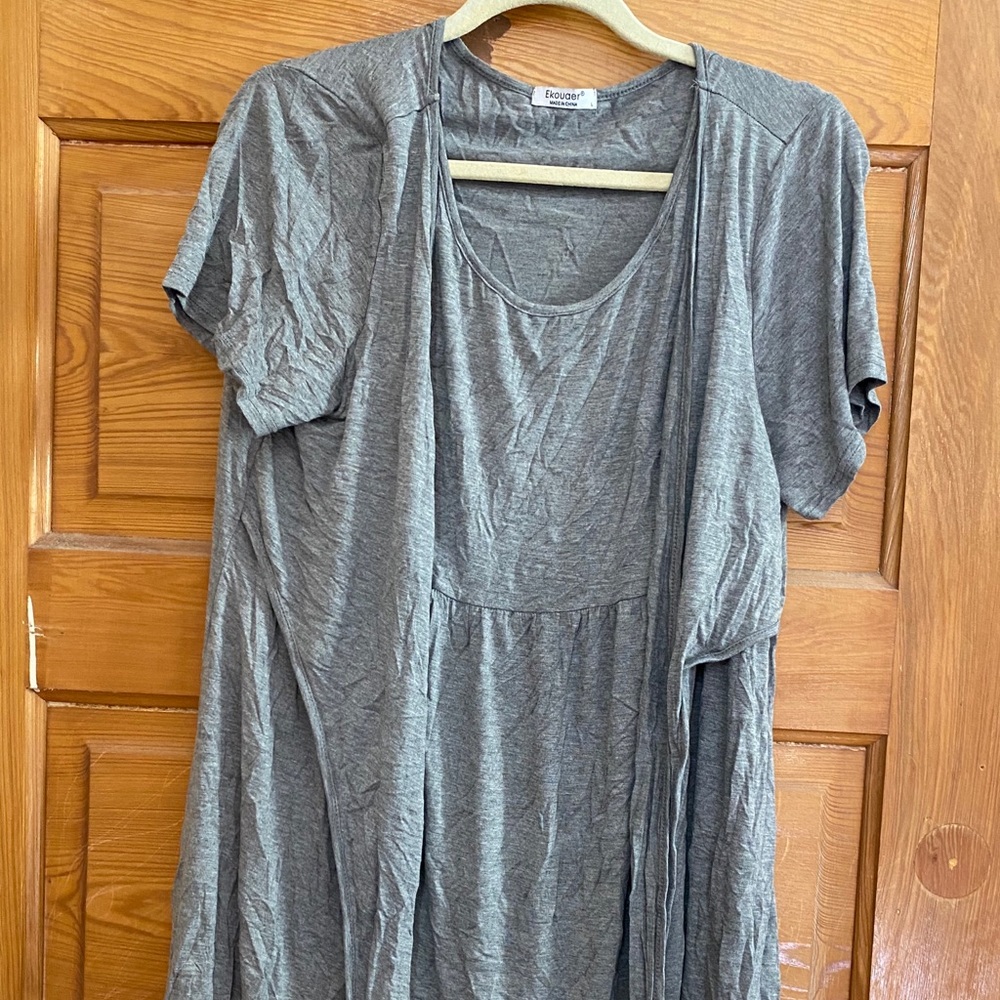 Ekouaer Maternity/Nursing Tunic Grey Size Large